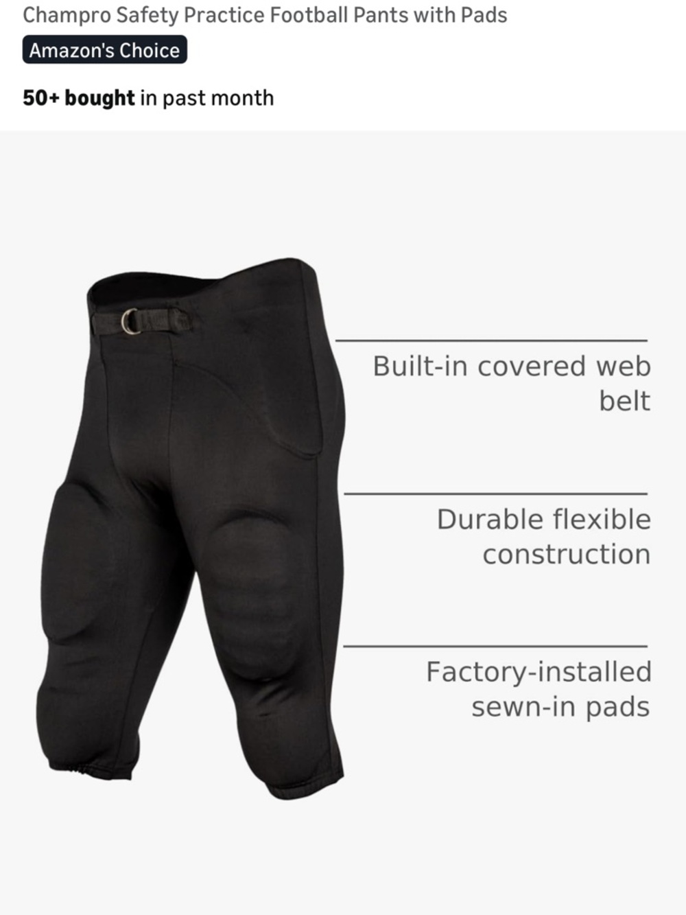 WHITE Football Practice Pants with Sewn-in Pads